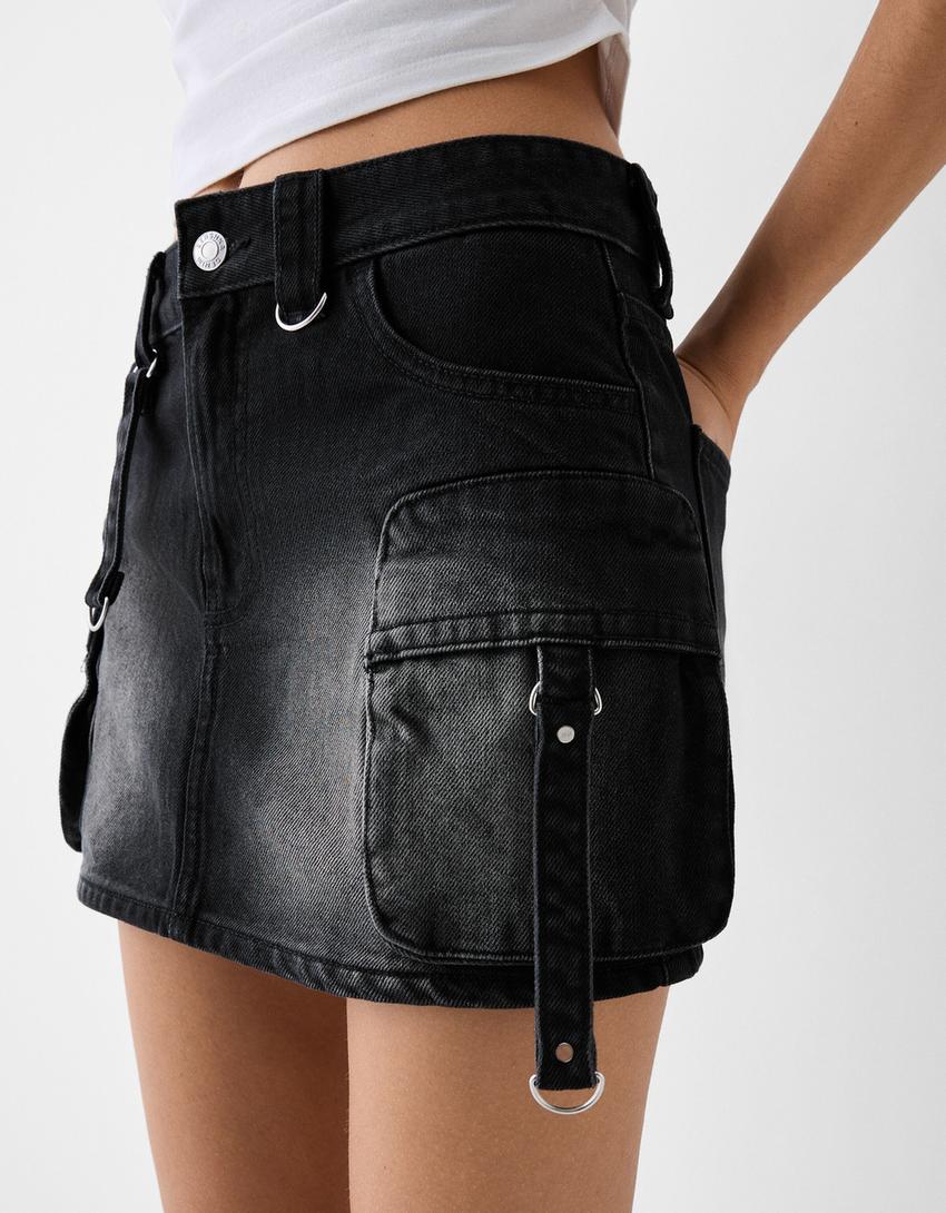 Falda cargo tiras-Negro-5