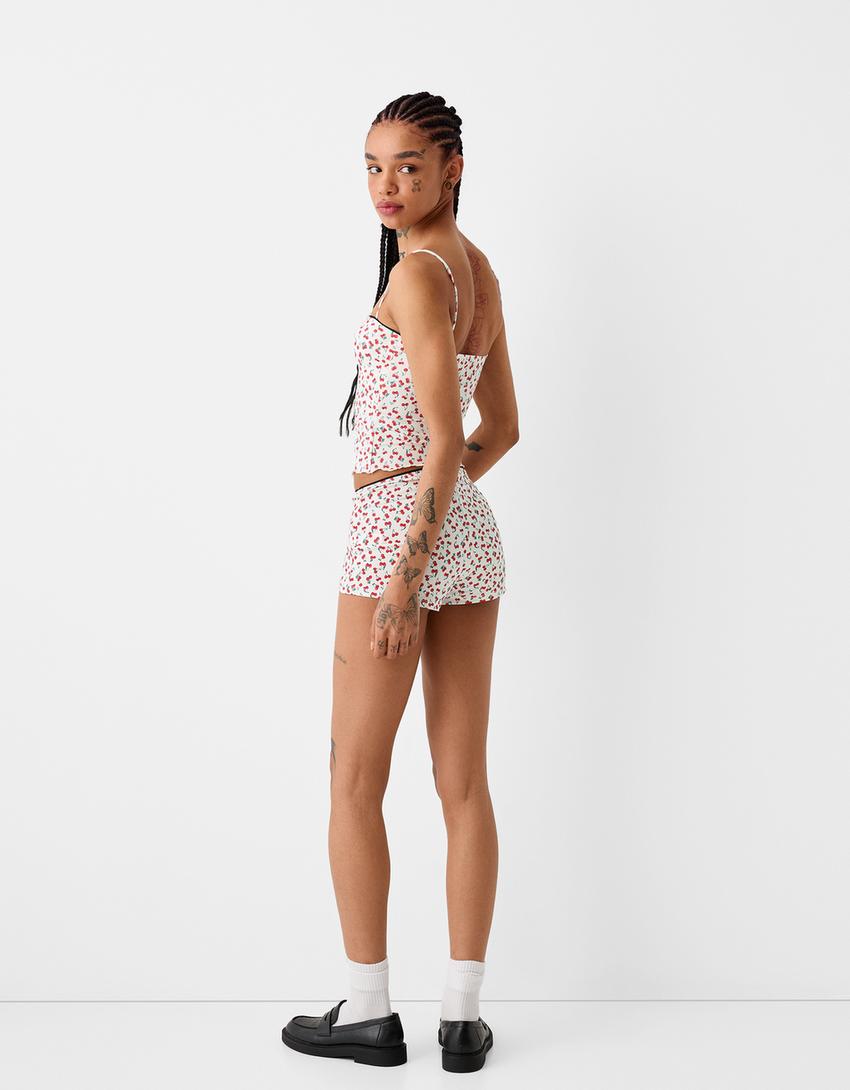 Animal print shorts.-White-1