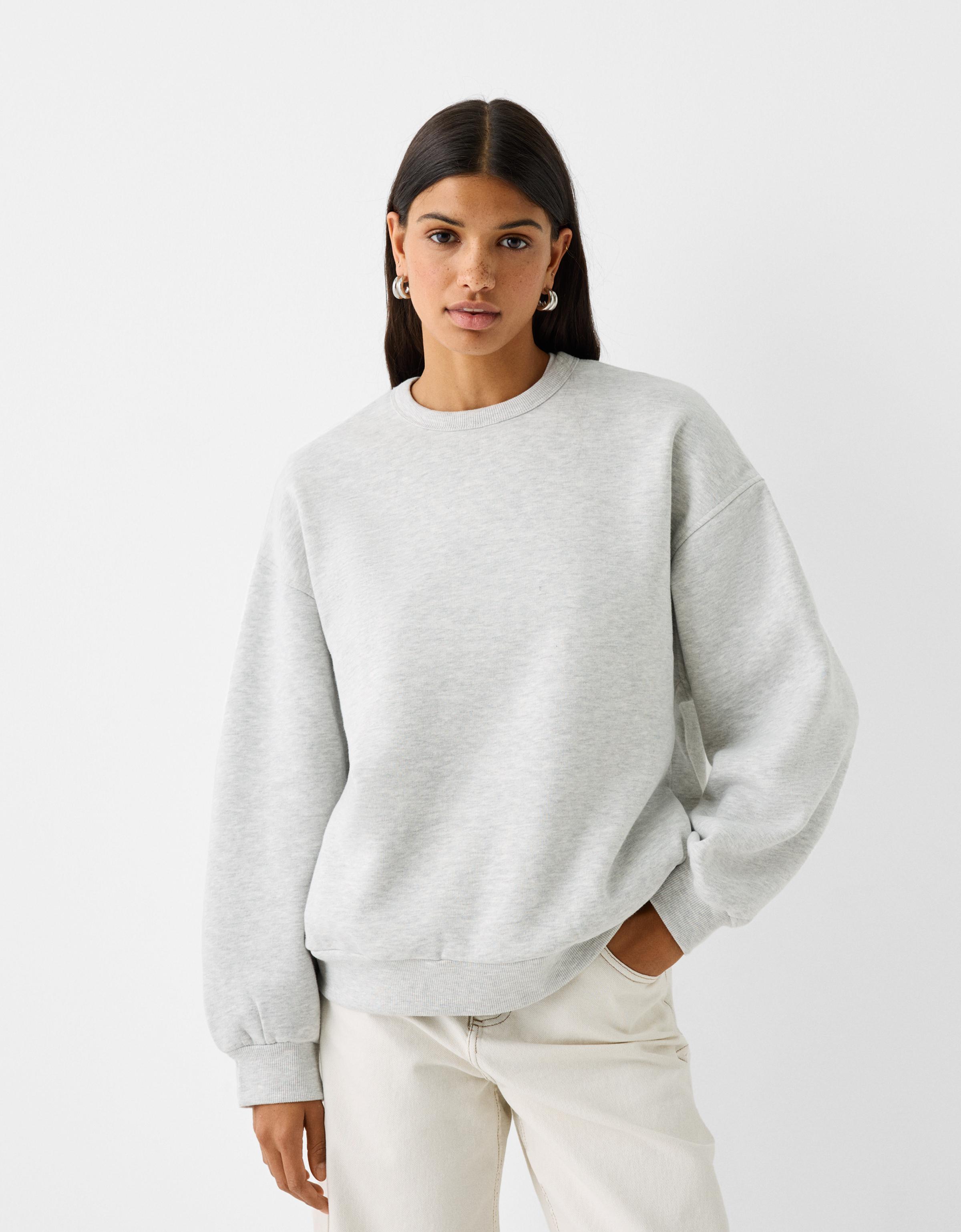 Bershka Oversize-Sweatshirt Mit Seitentaschen Damen Xs Grau