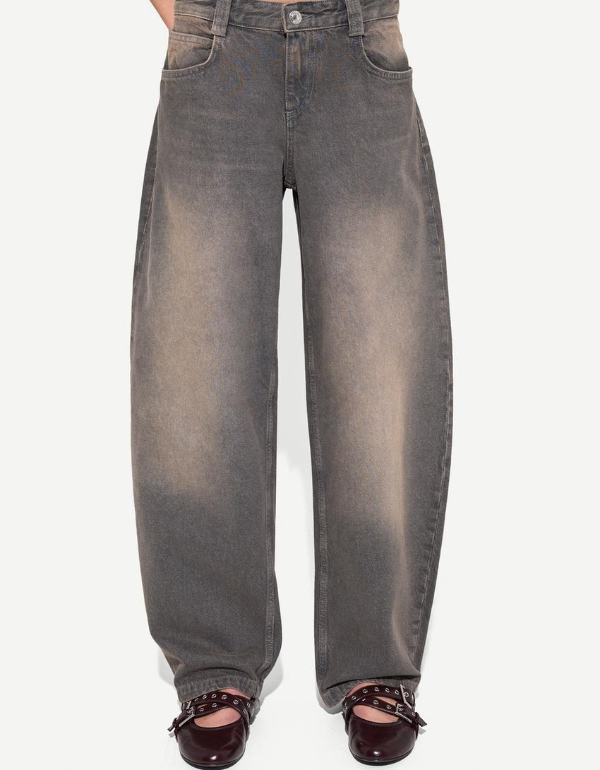 Jeansy baggy barrel-Ciemnoszary-1