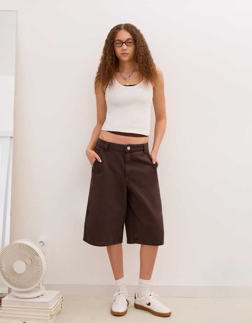 Bermuda jort denim skate-Marron-0