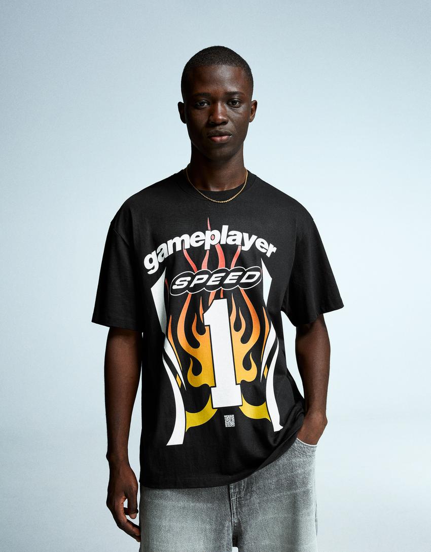 Sport T-shirt met korte mouw en digitale filter-Zwart