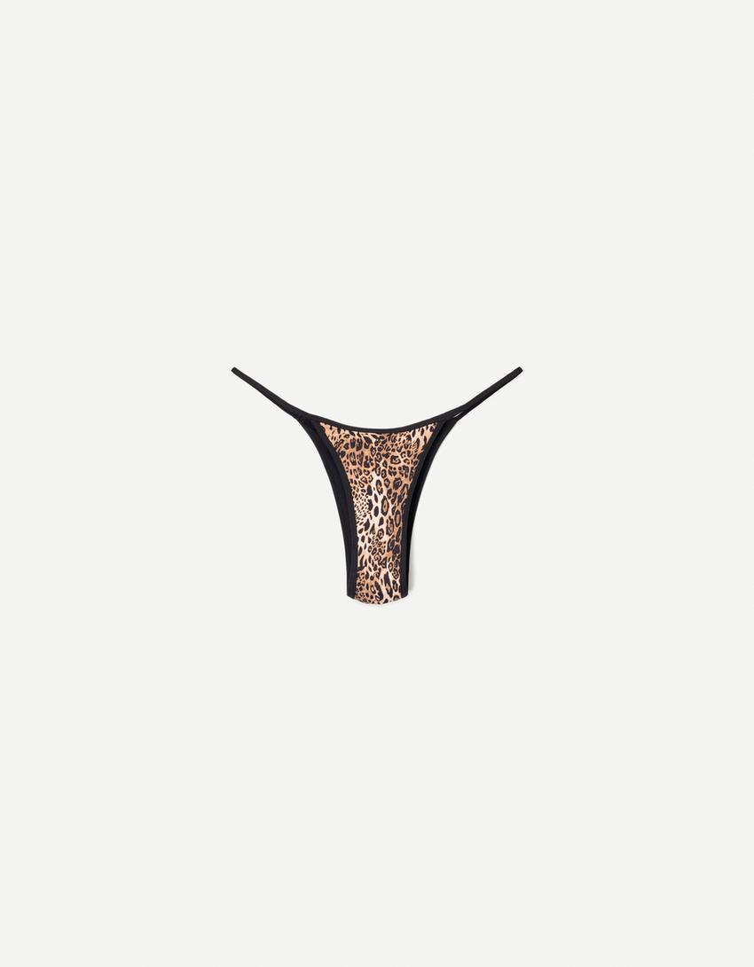 Reversible animal print bikini bottoms-Black