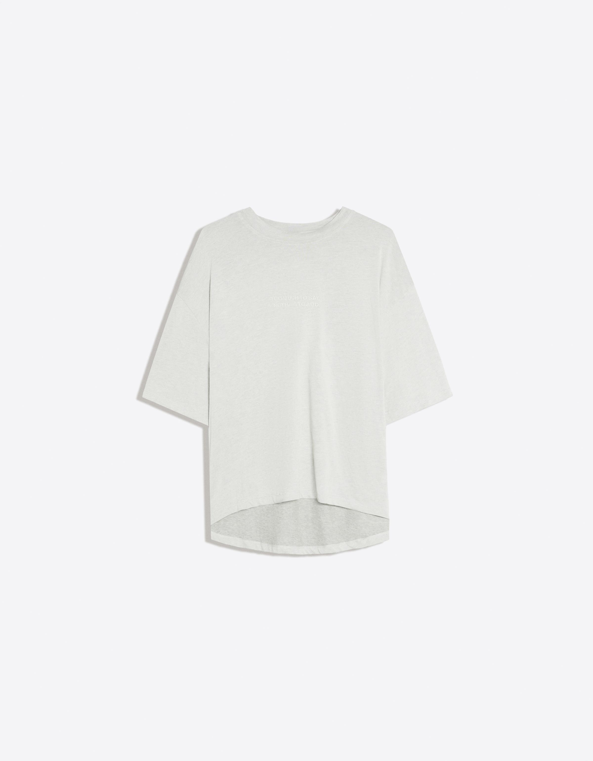 Bershka Koszulka Oversize Z Krótkim Rękawem Kobieta Szary