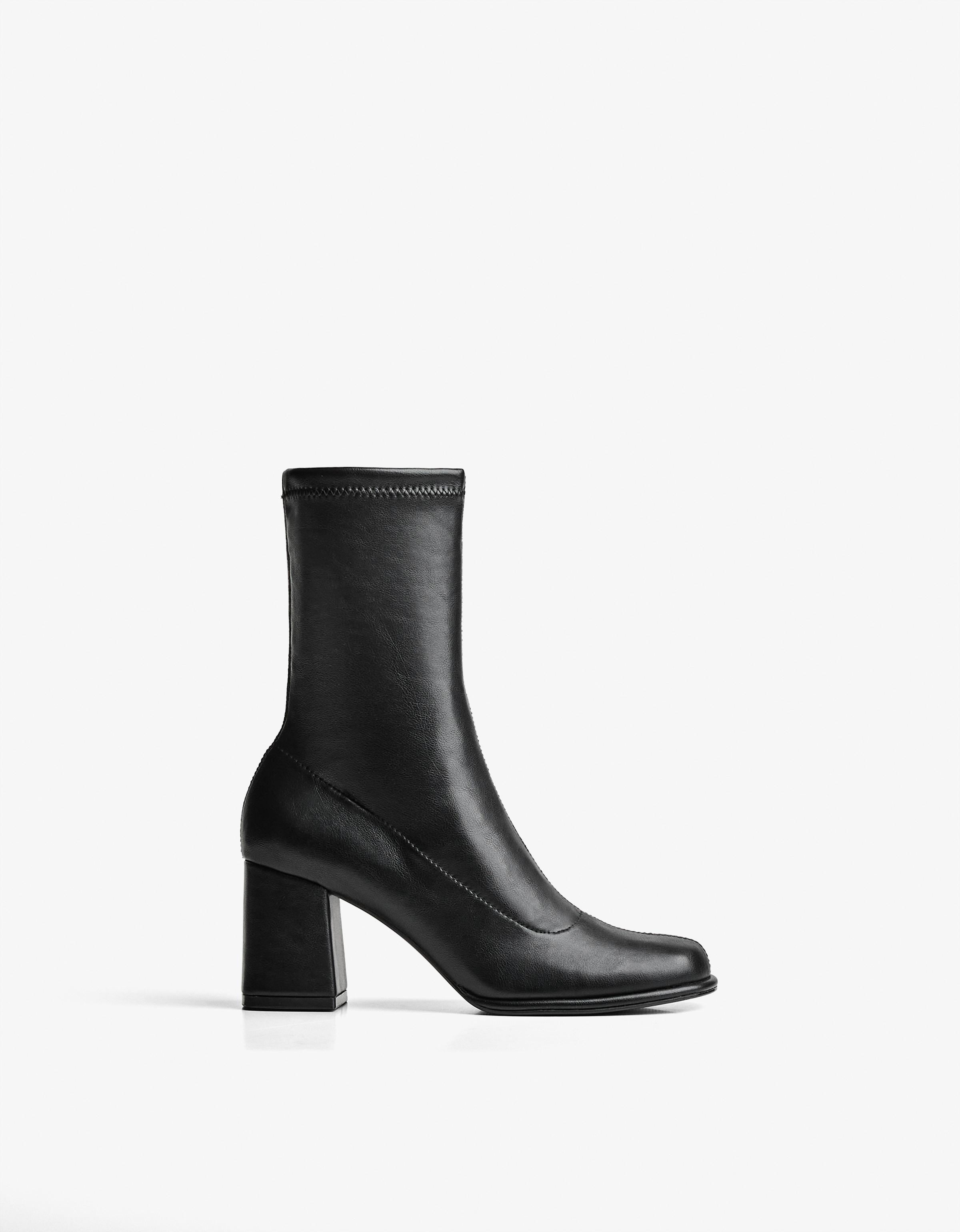 Bershka Stiefelette Mit Blockabsatz Damen 40 Schwarz