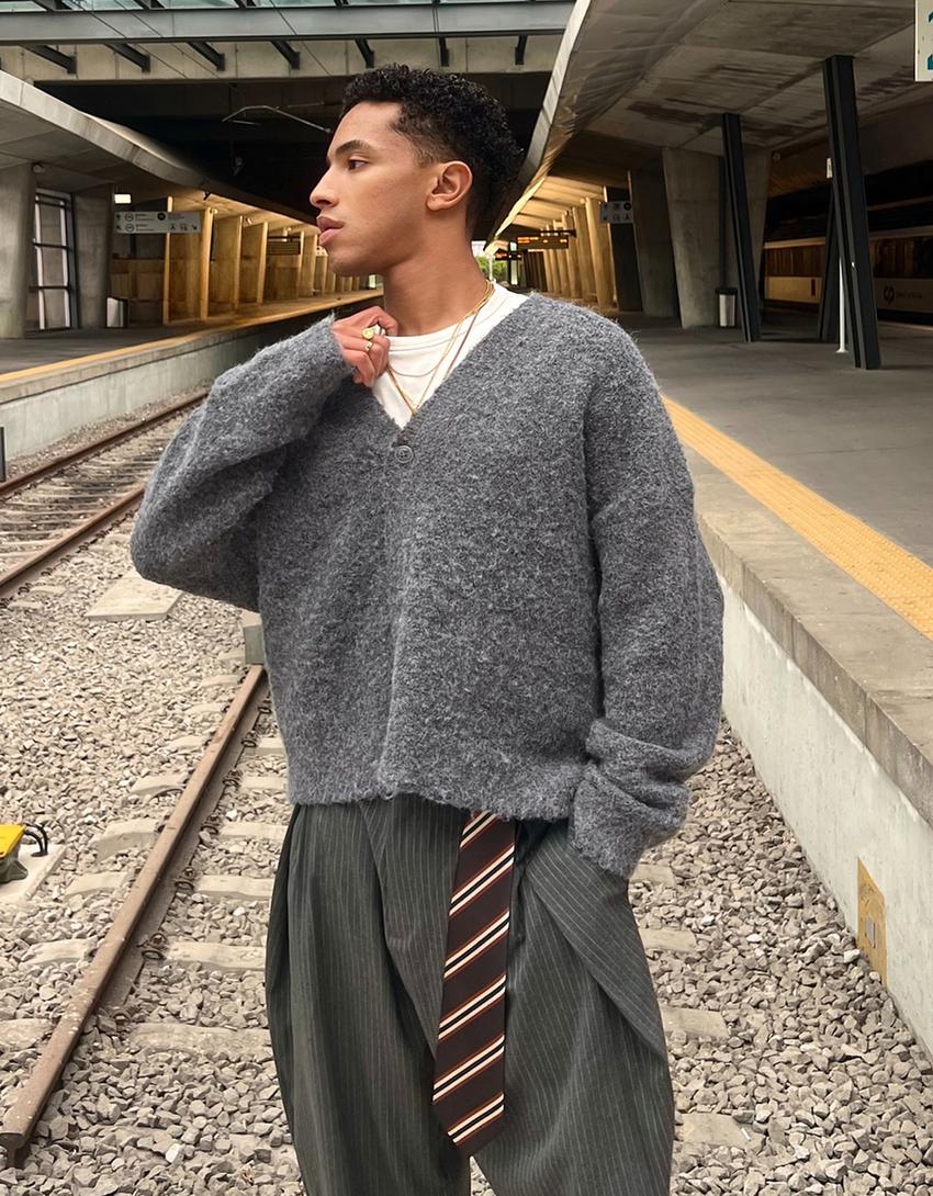 Knit jacket-Dark grey