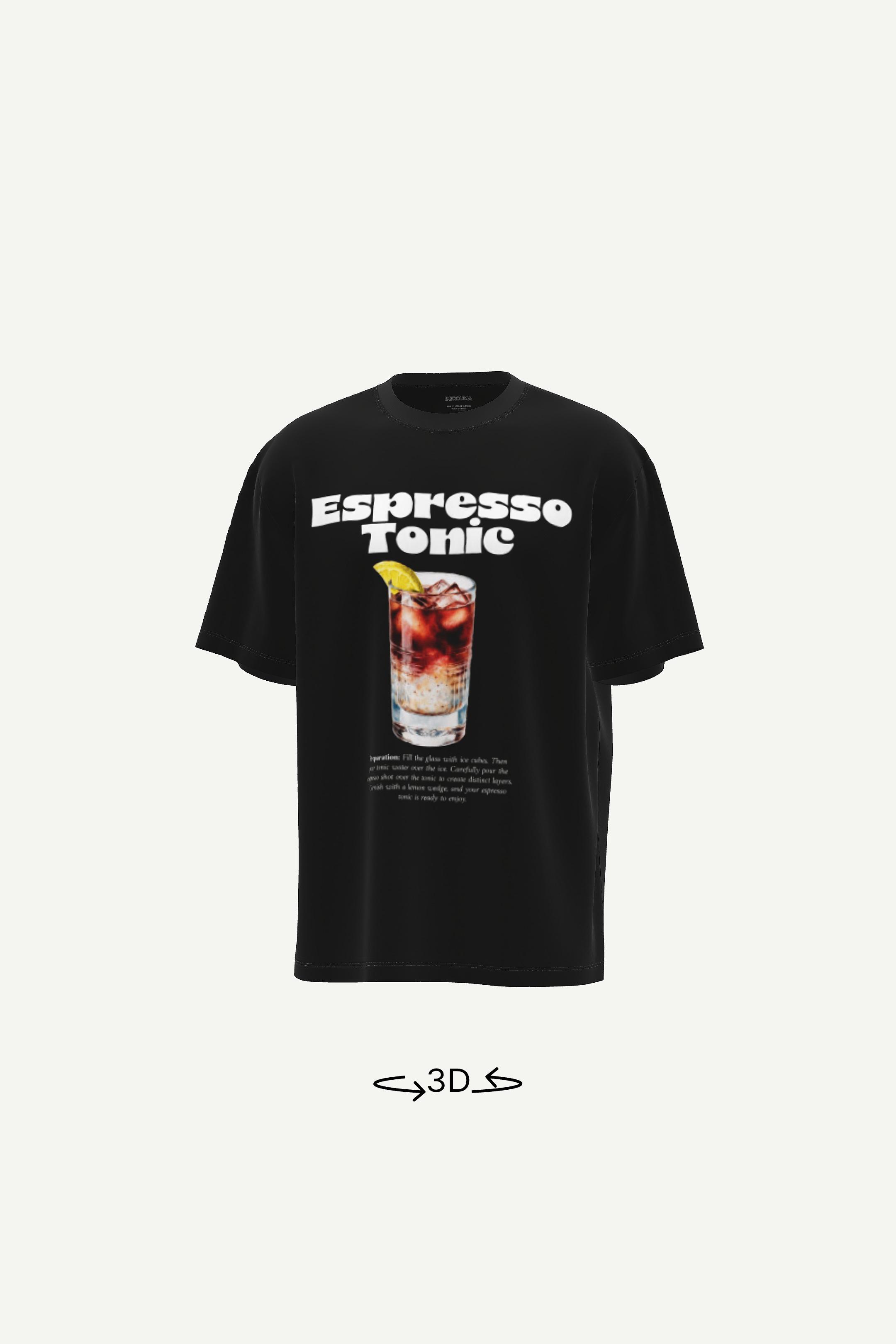 T-shirt manga curta estampada-Preto-0