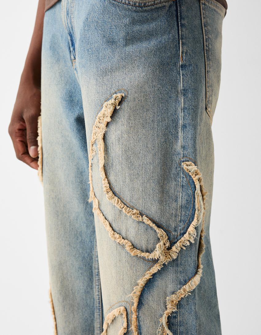 بنطال جينز واسع برقع-أزرق فاتح-5