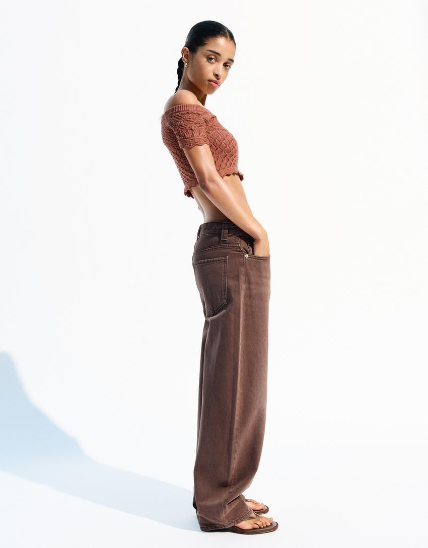 Rustic short sleeve Bardot sweater - BSK Teen | Bershka