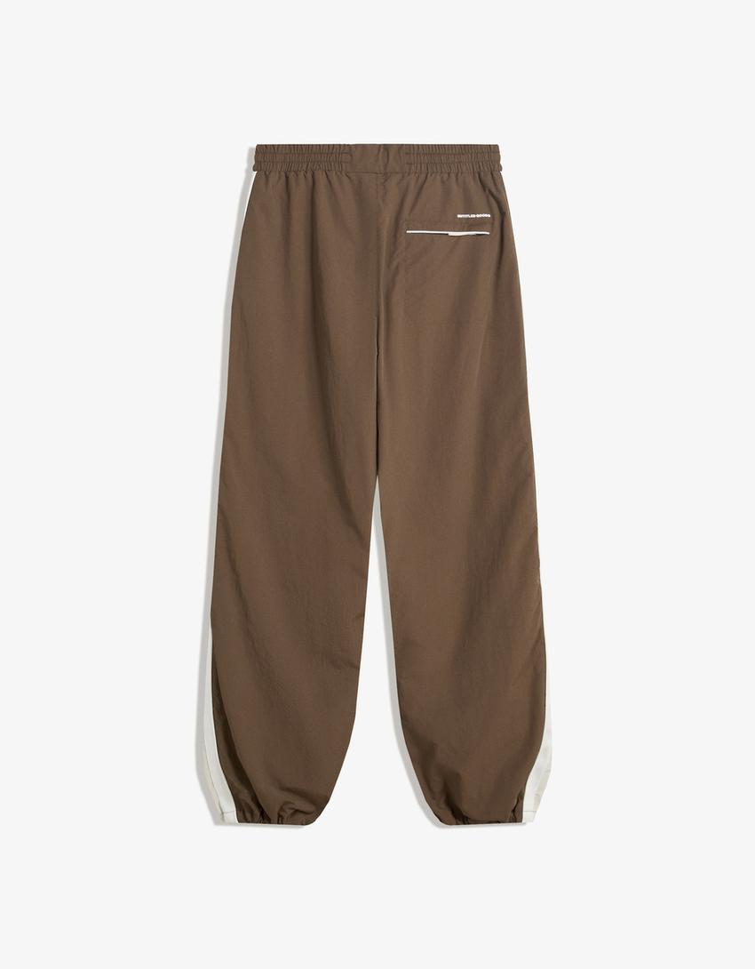 Super baggy technical trousers-Brown-4