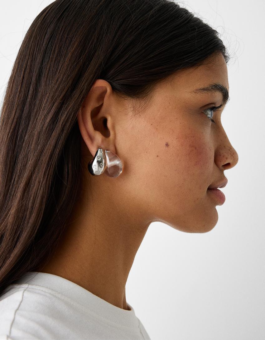 طقم من 3 أقراط قطرات-فضي-1