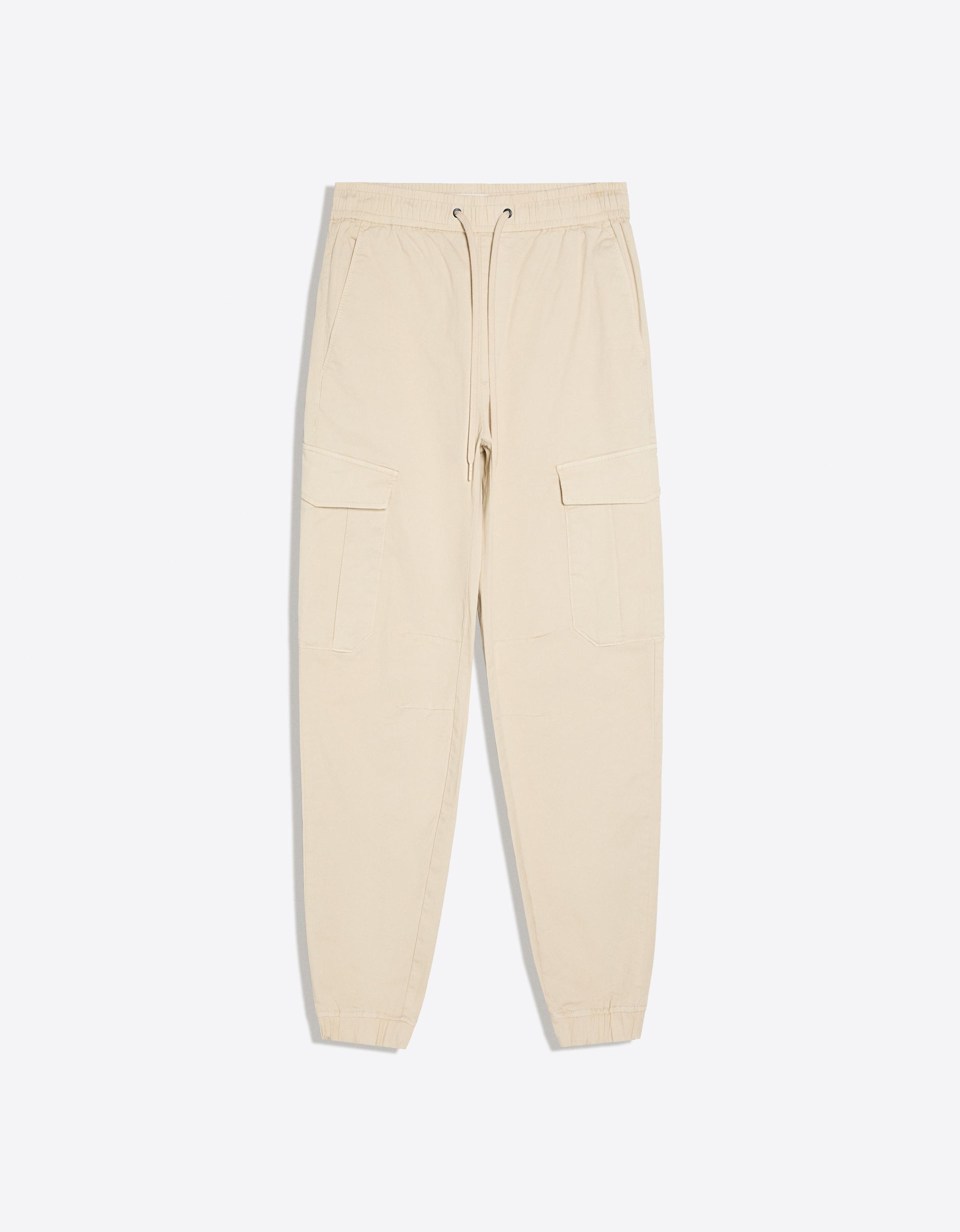 Bershka Pantalón Slim Jogger Cargo Hombre L Arena