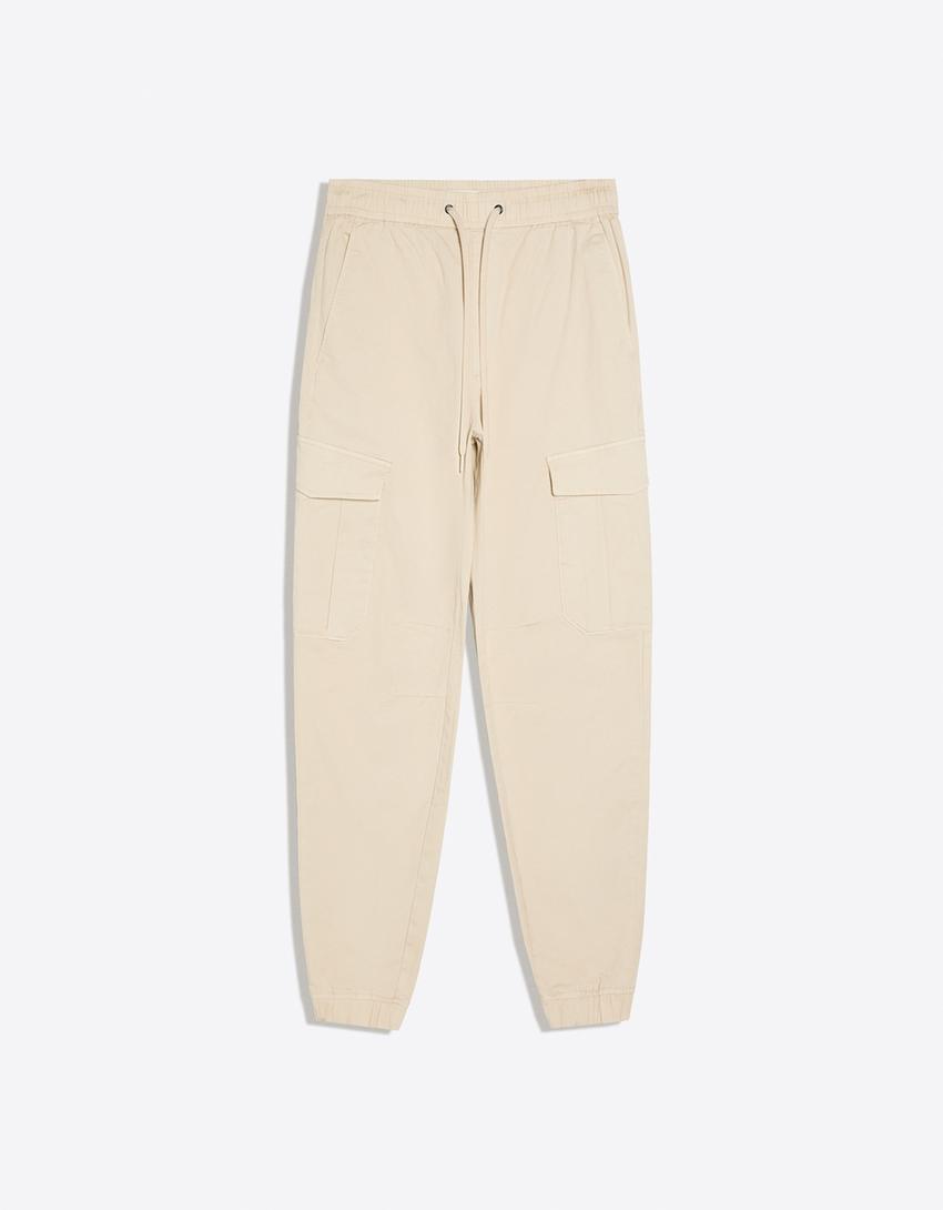 Slim-Fit Cargo-Joggerhose-Sandfarbe