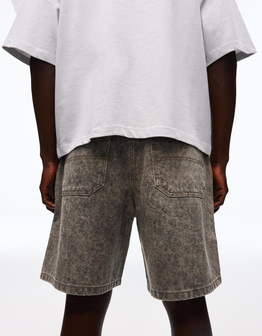 Baggy print Bermuda shorts-Dark grey