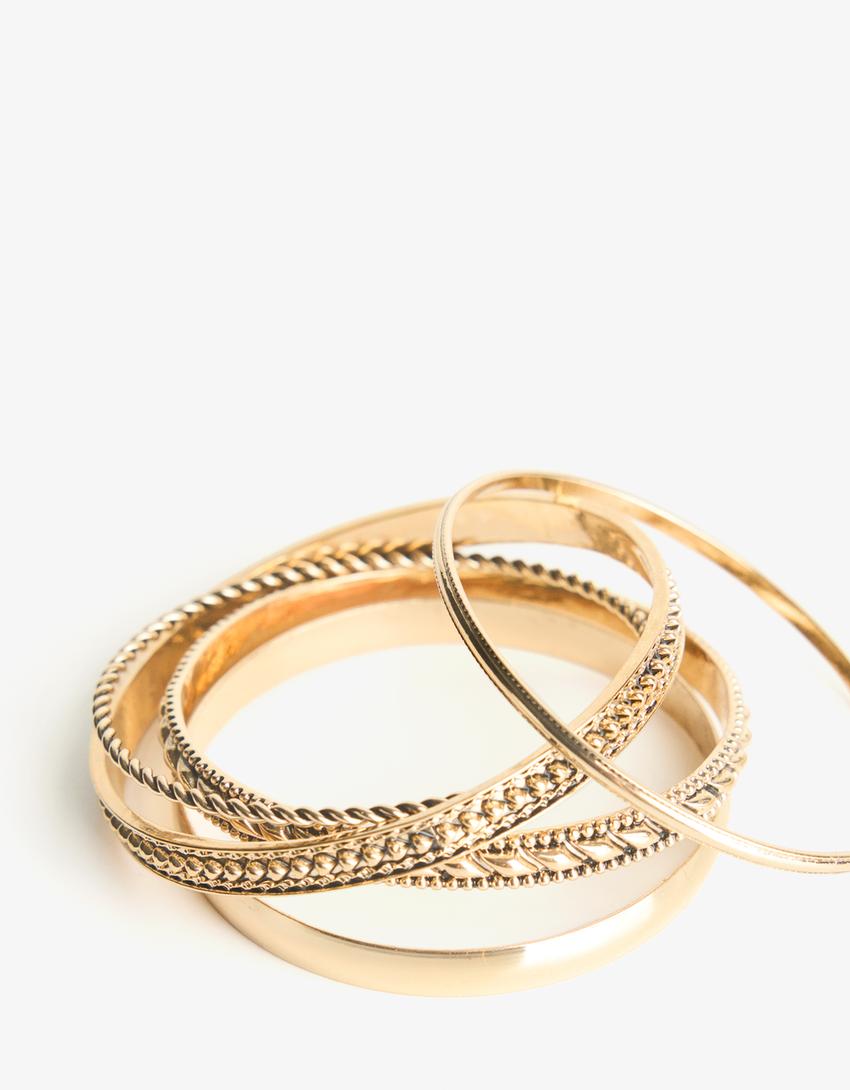 Pack de 5 pulseiras metálicas-Dourado-2