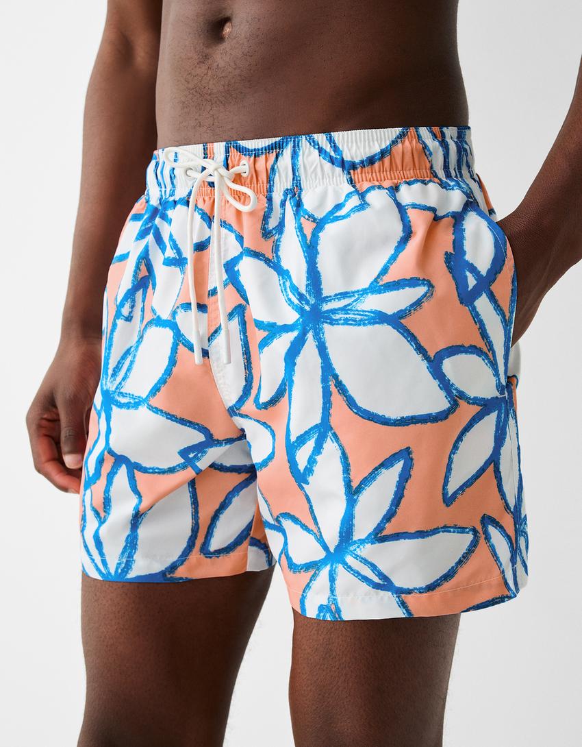 Calções de banho estampados-Rosa-3