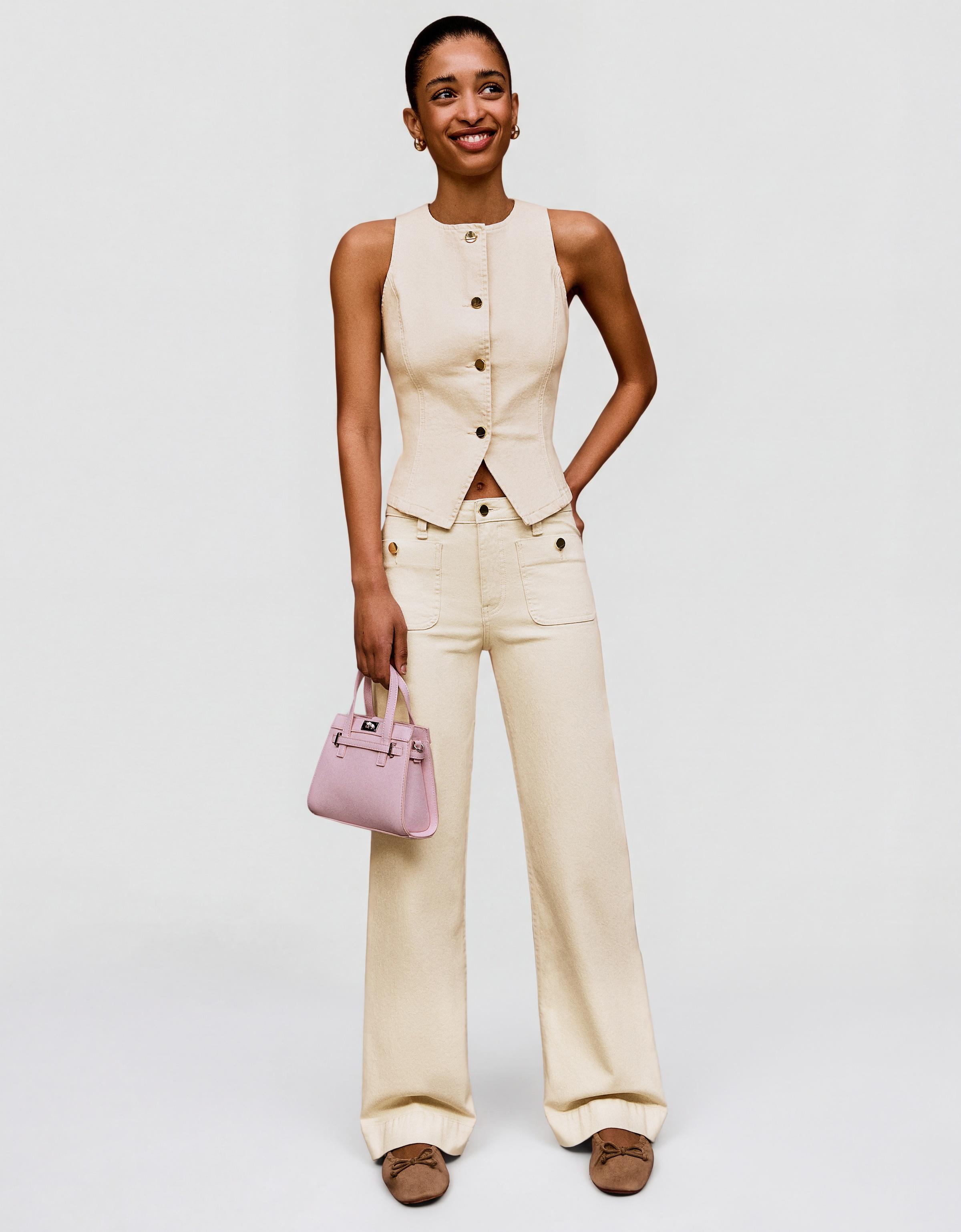 Taşlı düğme detaylı denim yelek - Görsel 20