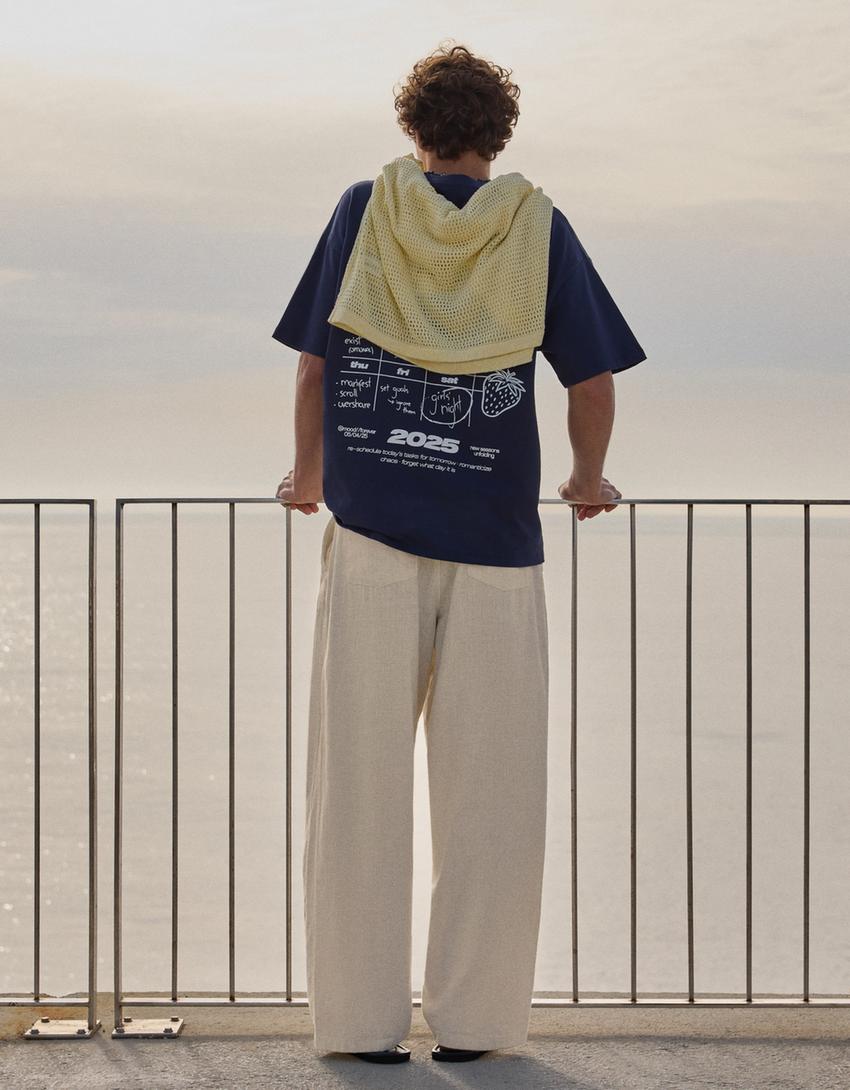 Pantalón super baggy con liño-Area