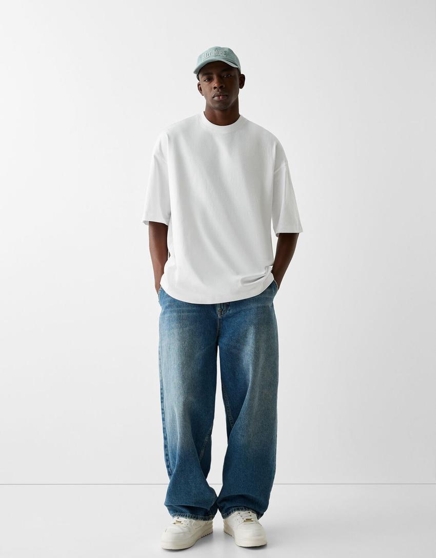 Oversized short sleeve T-shirt-White-3