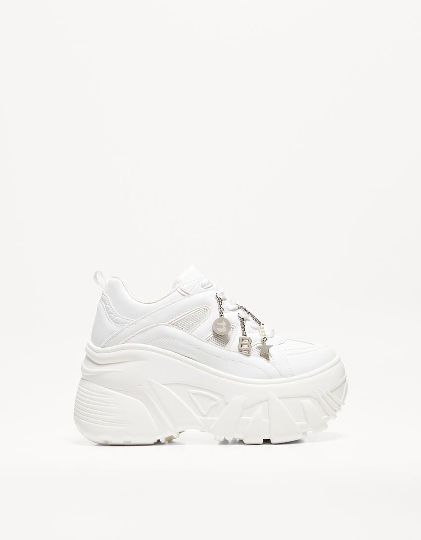 XL platform trainers with charms-WHITE