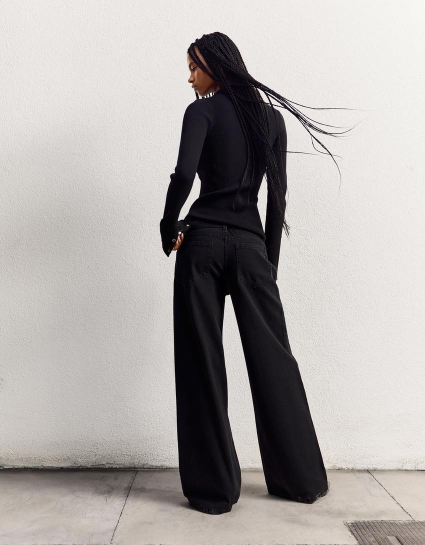 Wide-leg jeans-Black