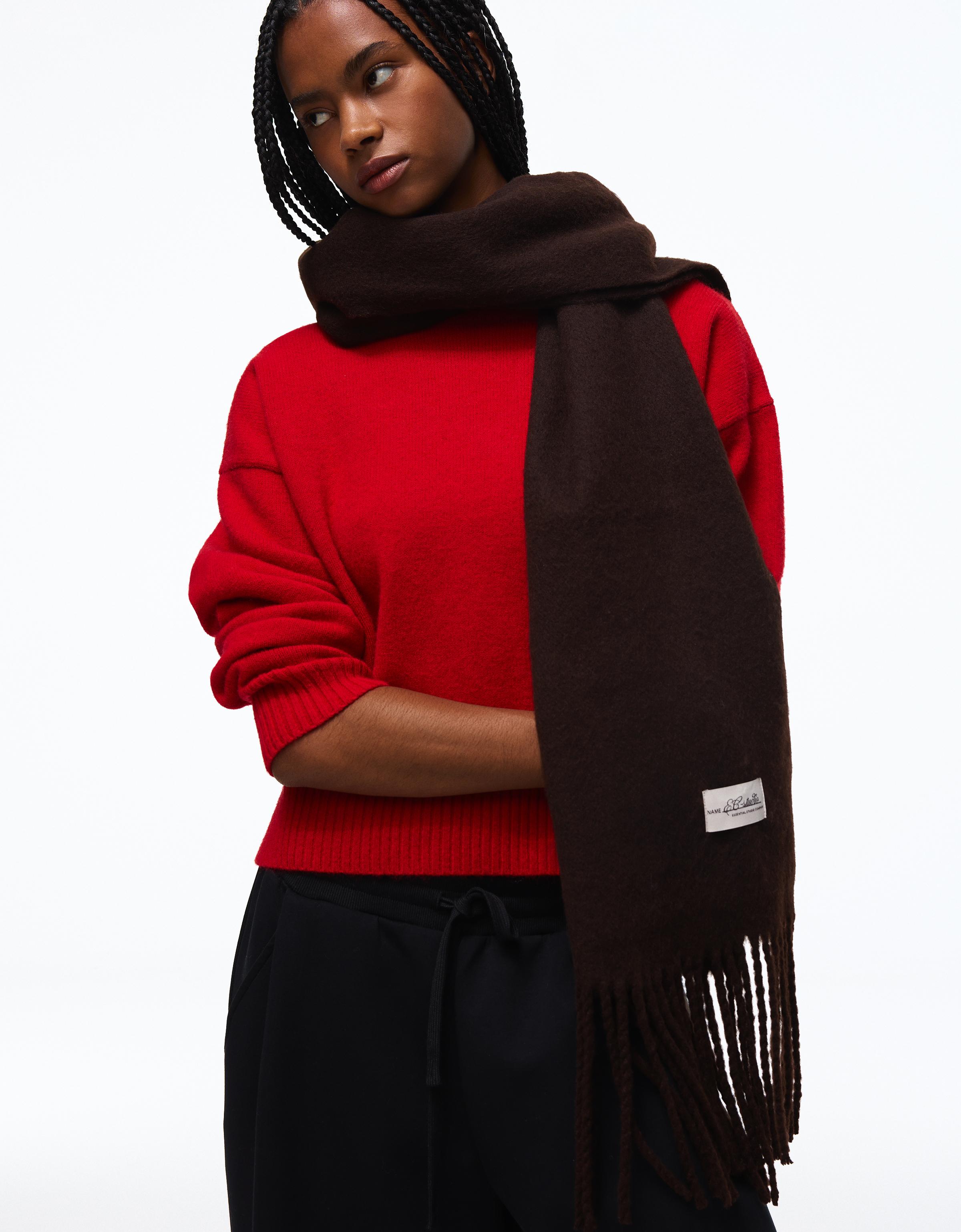 Fine fringed scarf — Brown