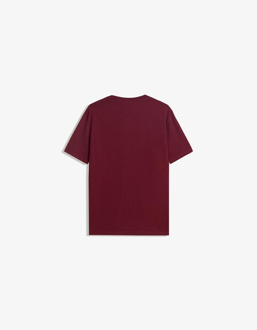 Camiseta manga corta básica-Granate