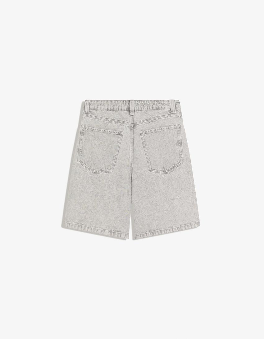 Short en jean baggy fit-Gris