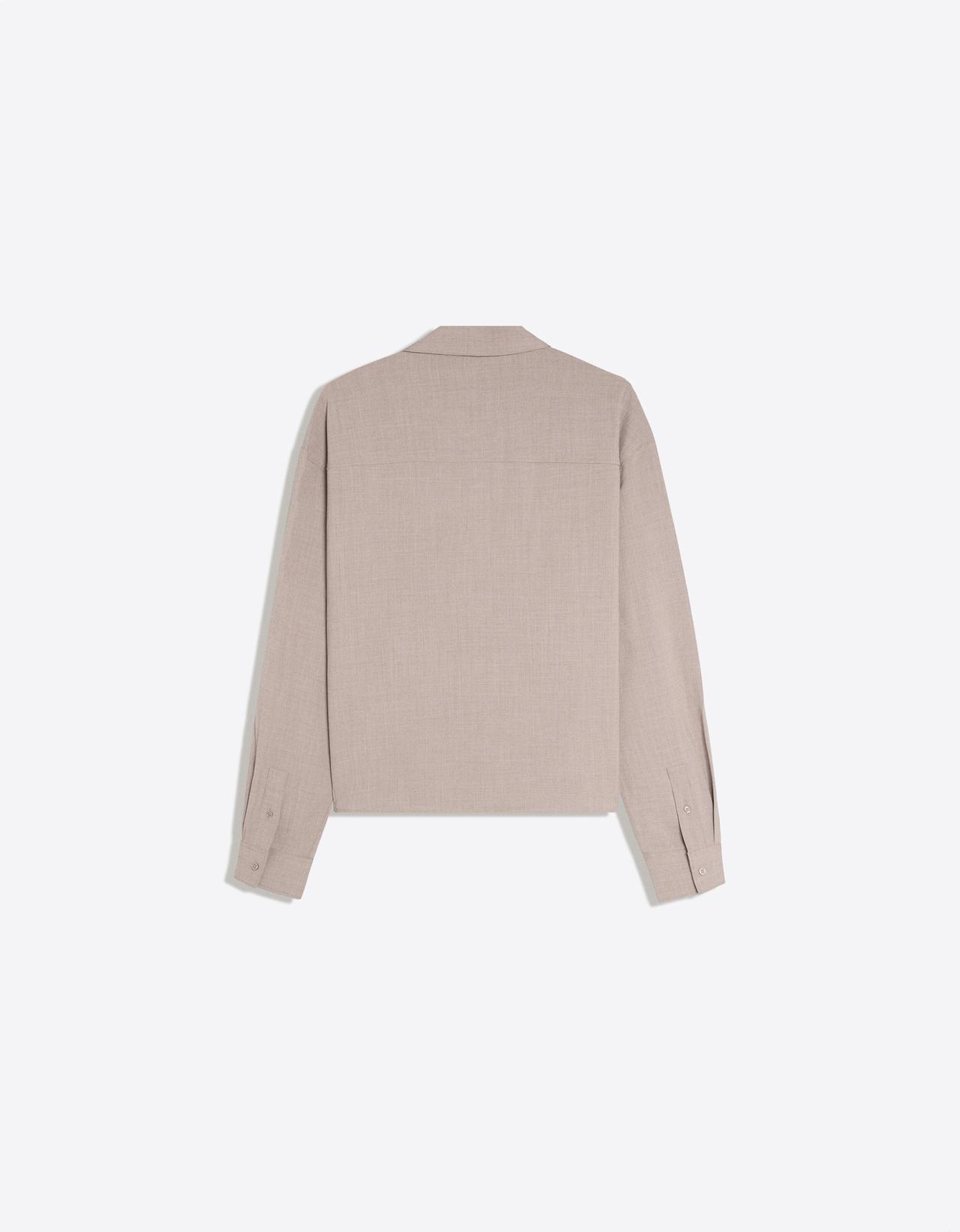 Boxy long sleeve shirt — Sand