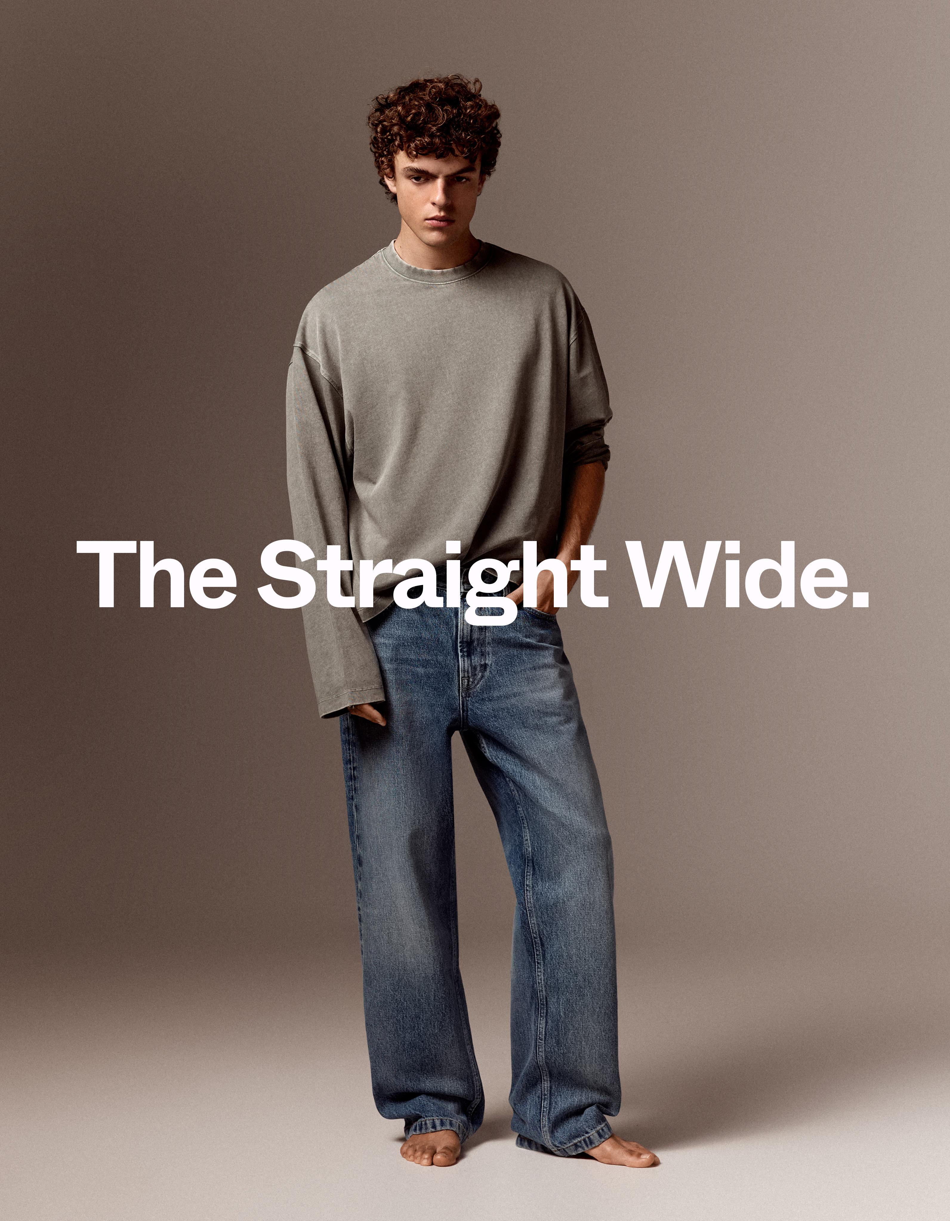 Straight wide-leg jeans — Light blue