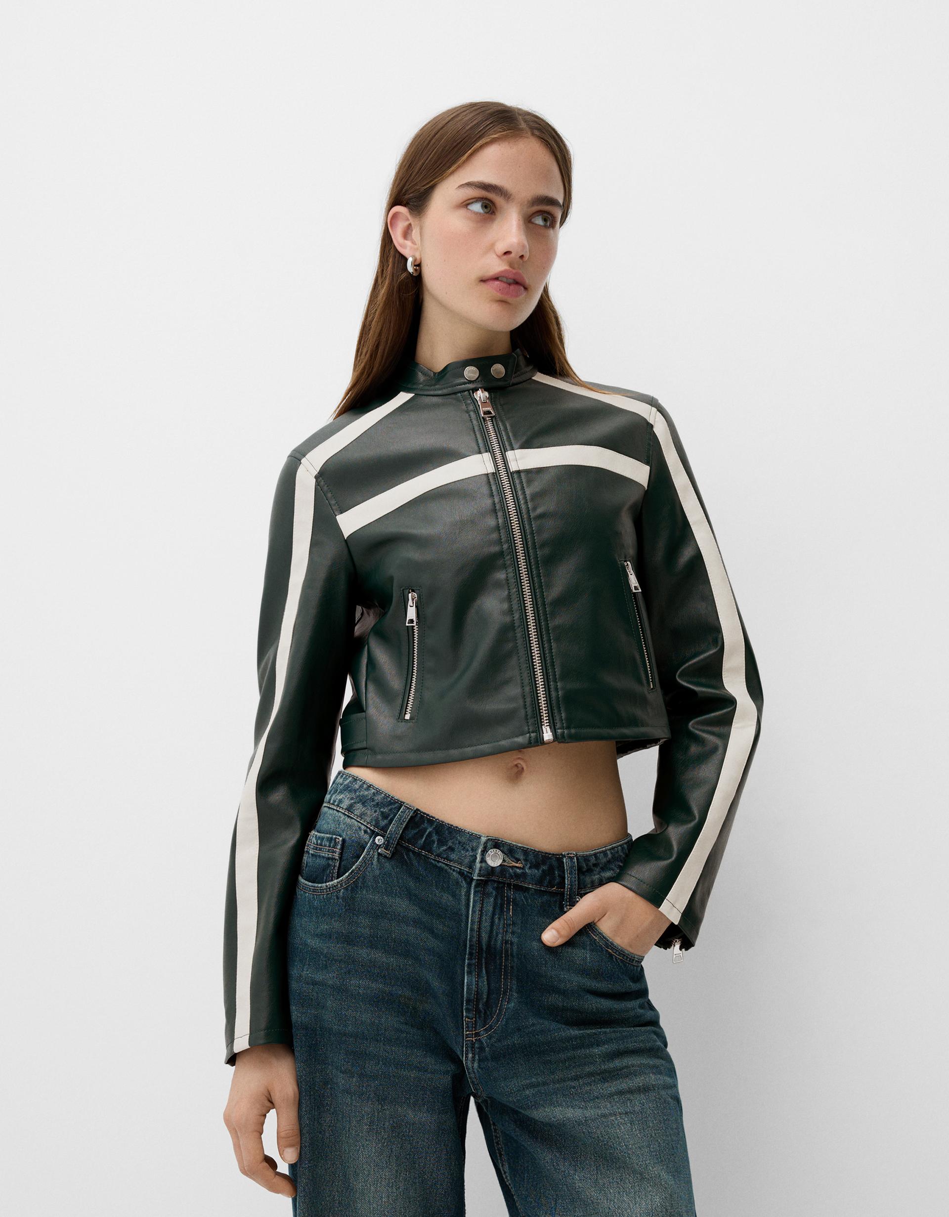 Jeans Chamarras De Bershka Chamarra Mezclilla Bershka Bomber Mujer