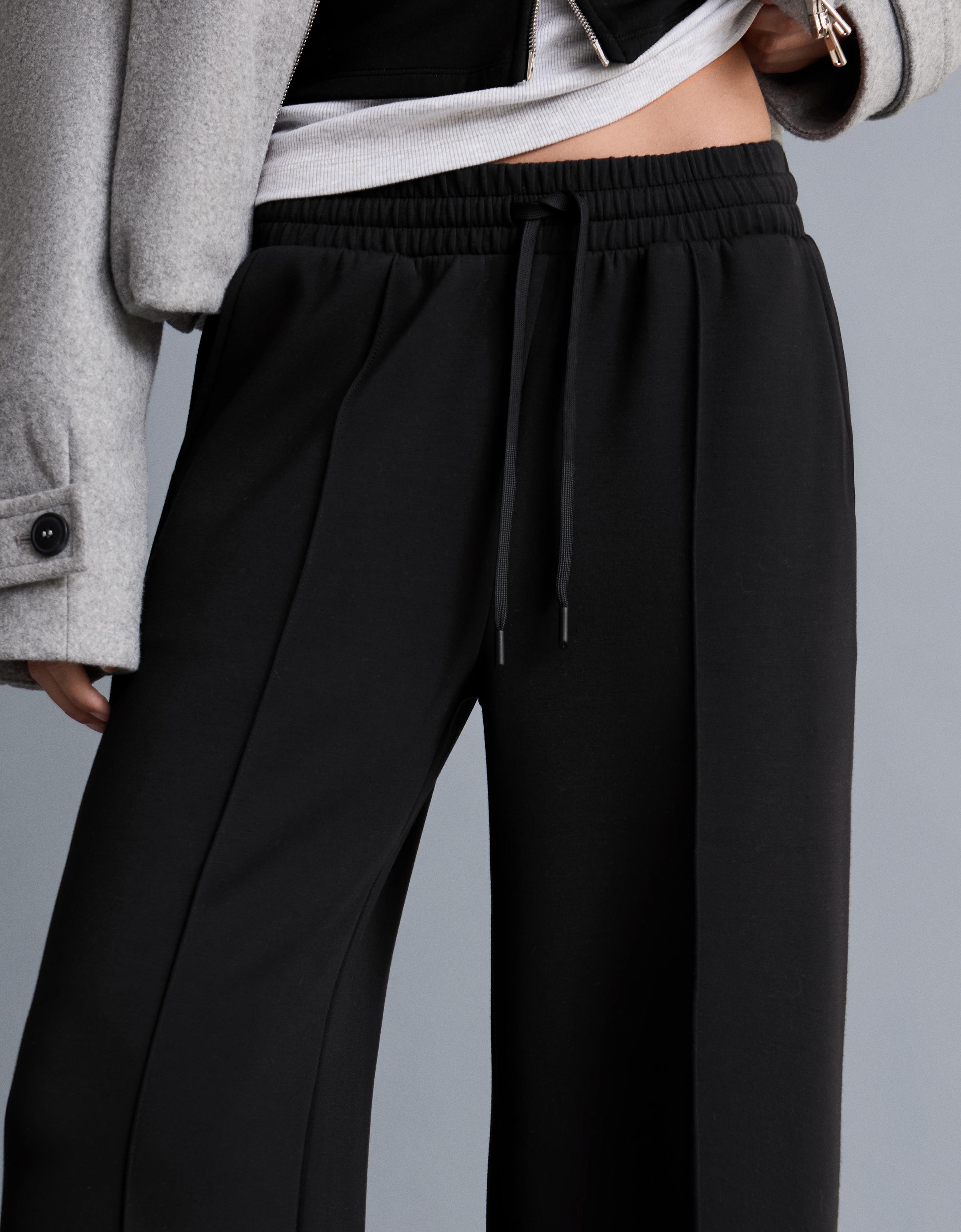 Soft touch wide-leg trousers — Black