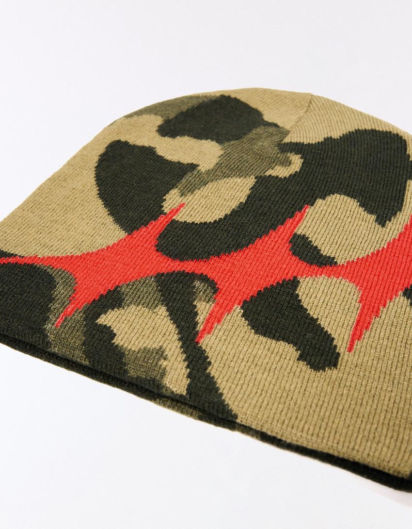 Star knit beanie-Khaki