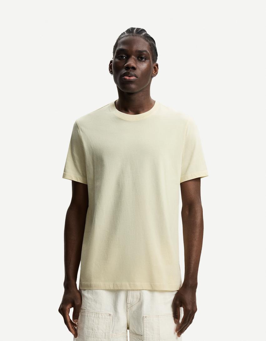 T-shirt à manches courtes basique-Jaune-0