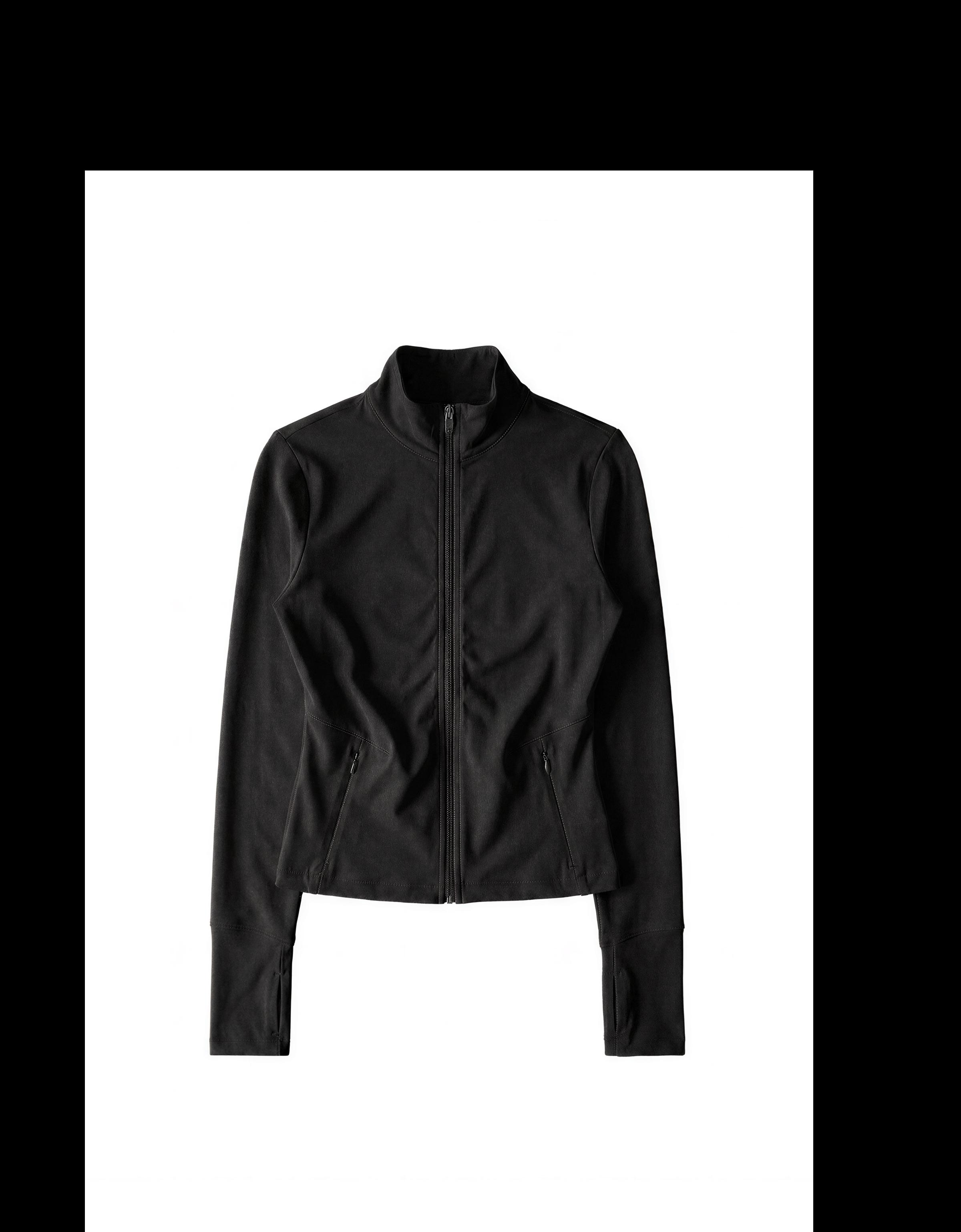 Technical fabric zip-up jacket Breathable & Quick Dry — Black