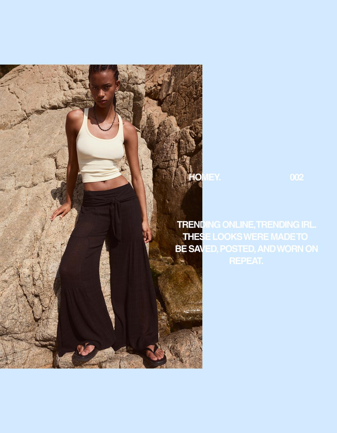 Textured wide-leg trousers