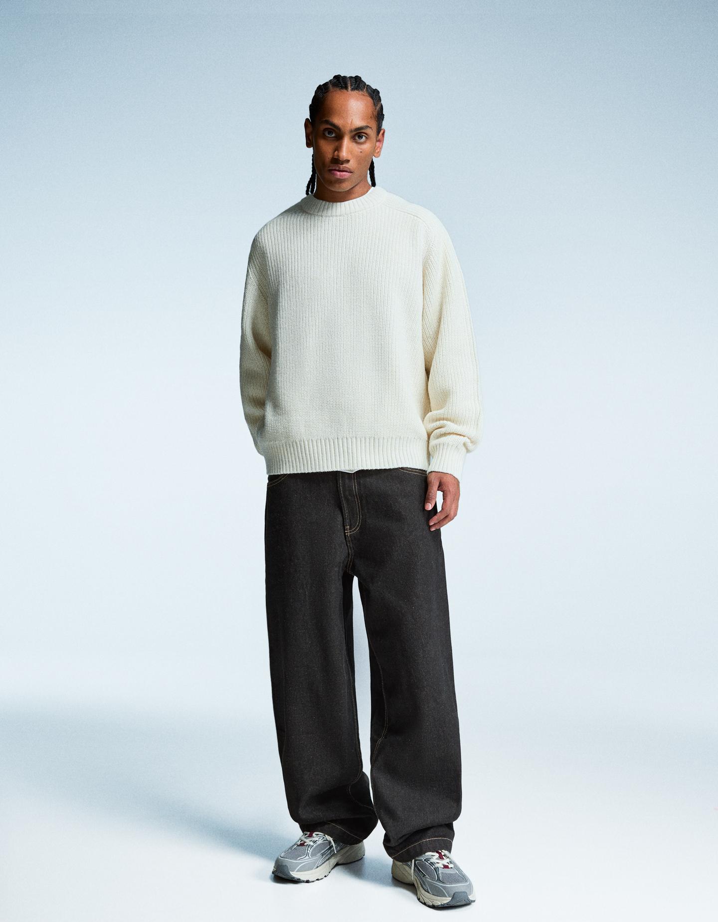 Bershka jeansy o kroju super baggy ciemnoszary