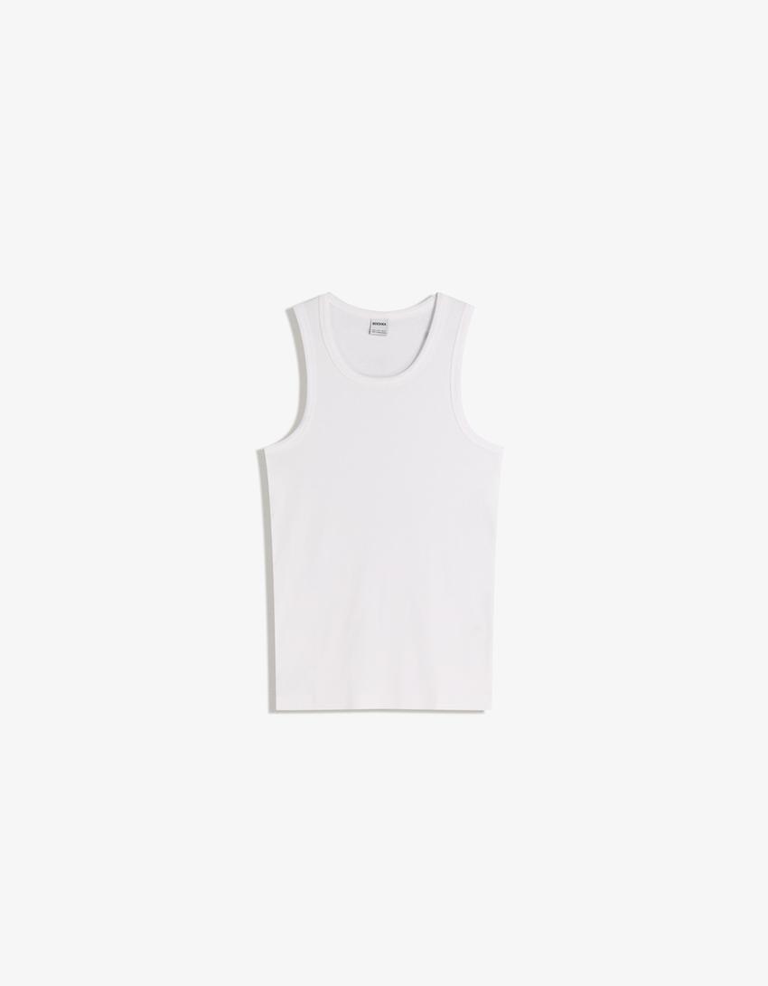 Ribbed vest top-White