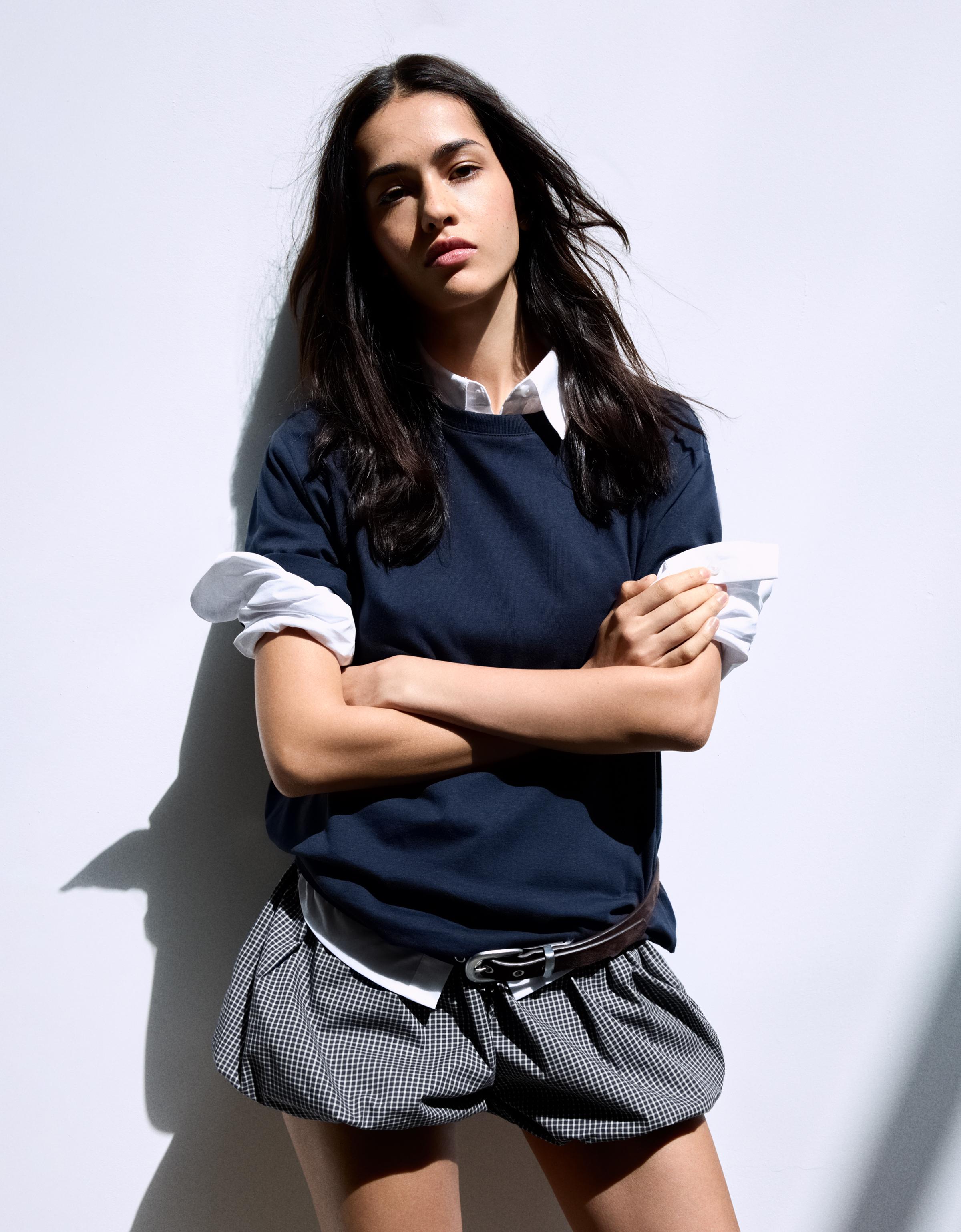 Balloon poplin skort — Navy