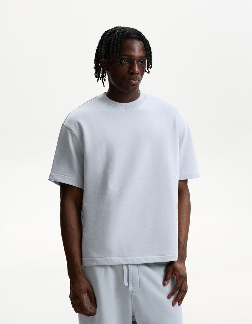 T-shirt manches courtes molleton-Bleu clair-2