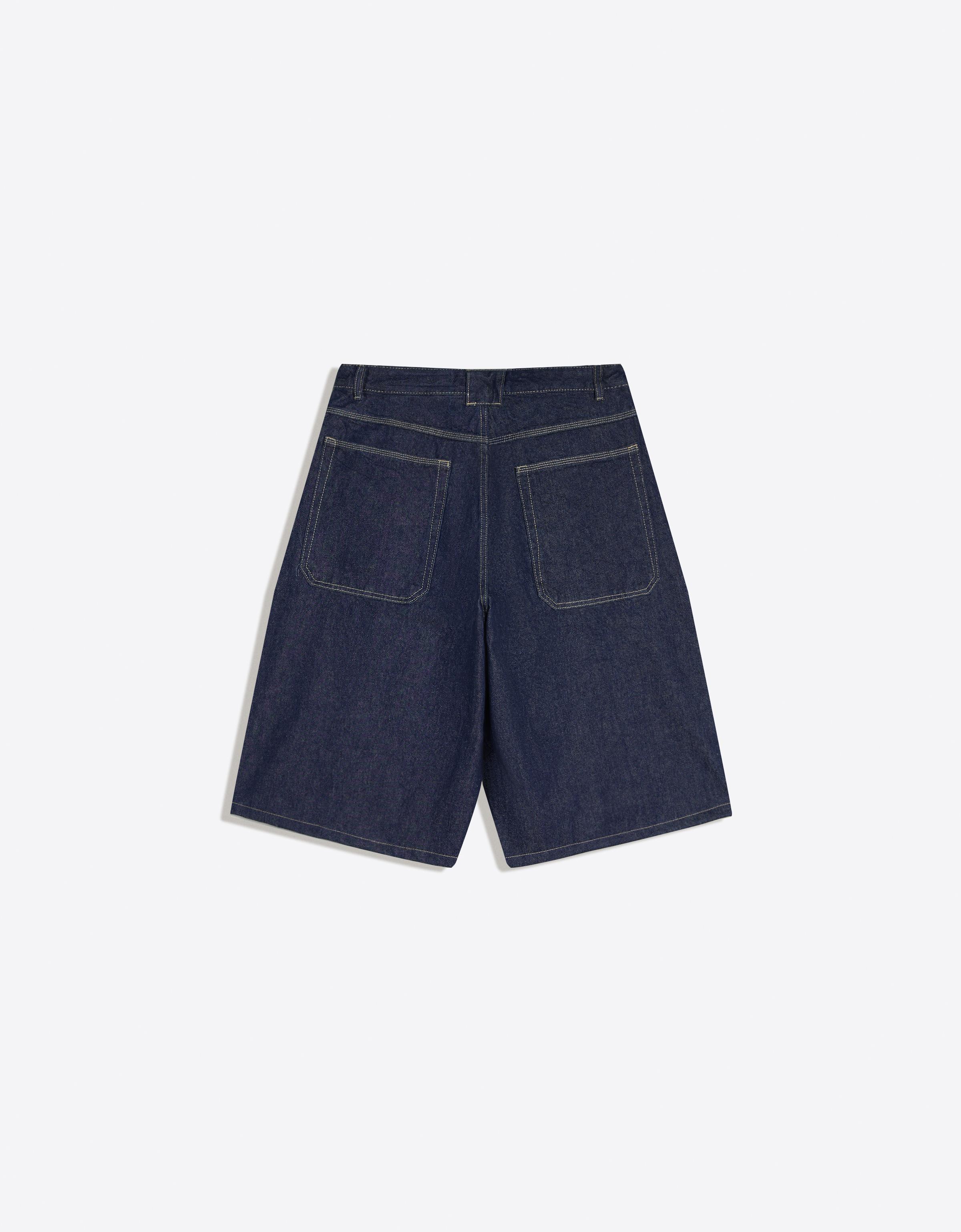 Barrel leg denim Bermuda shorts — Navy