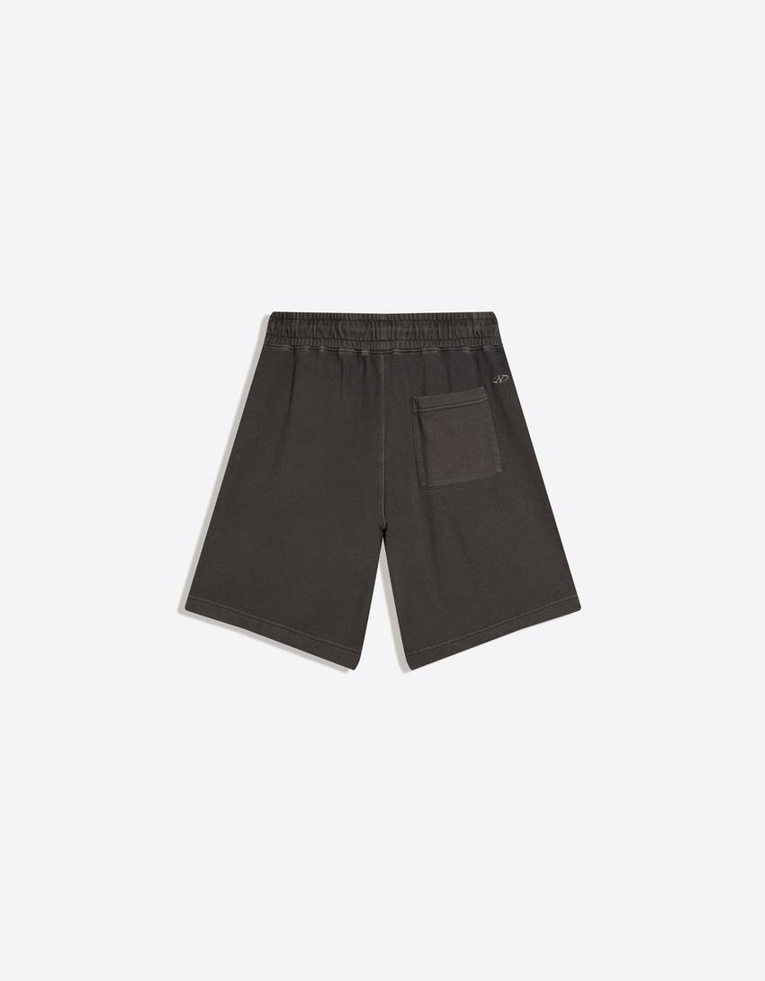Faded wash boxy fit Bermuda shorts-Grey