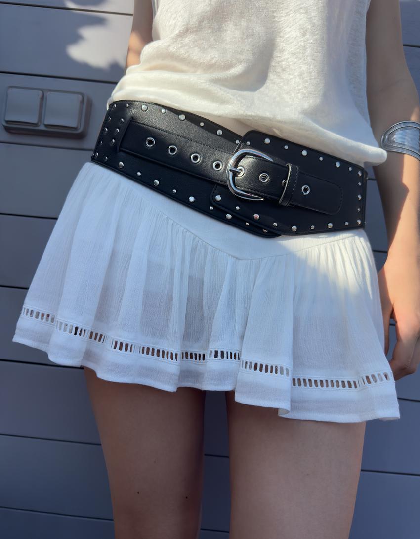 Textured mini skirt-Off white-1