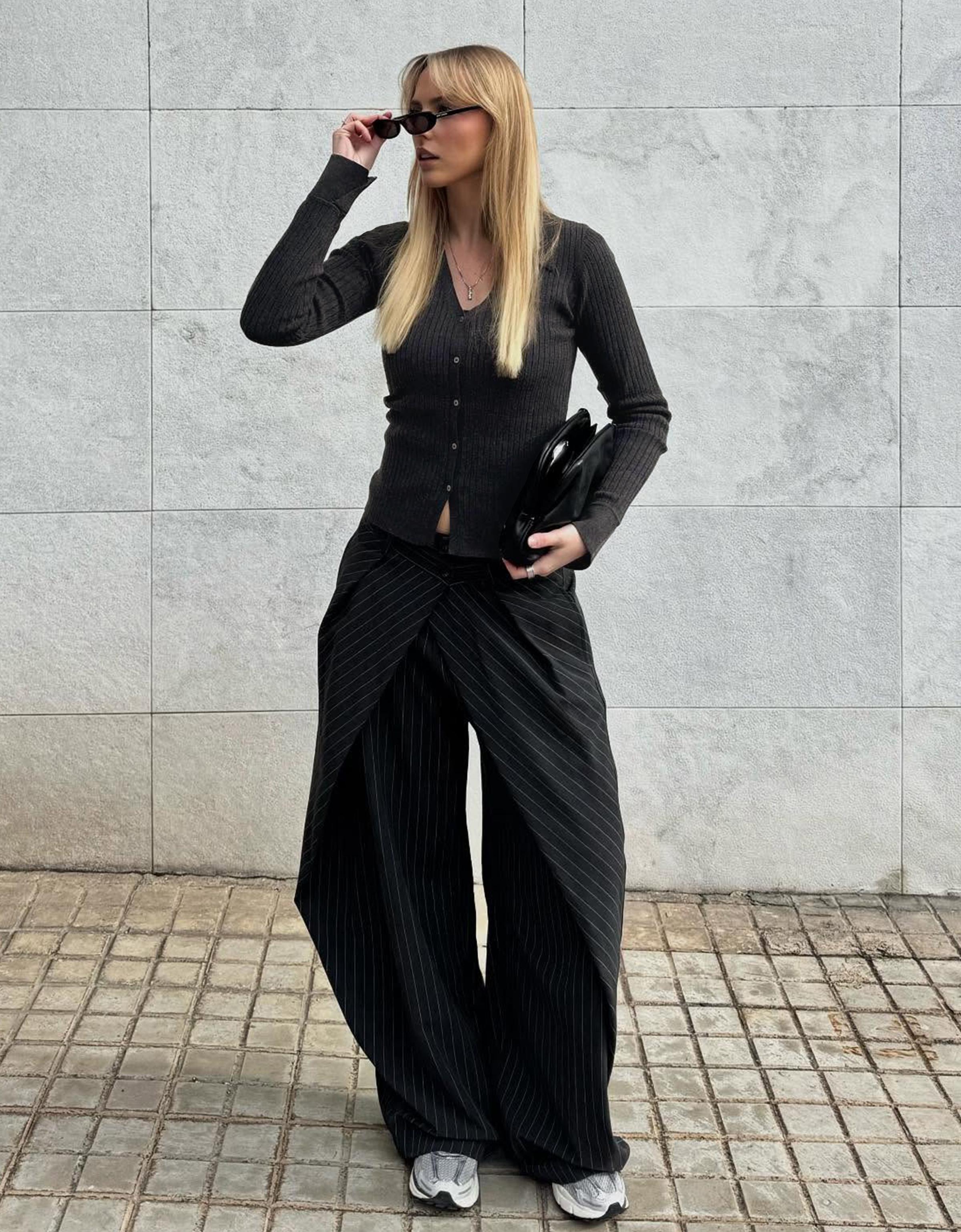 Çift düğmeli, pilili pantolon - Görsel 55