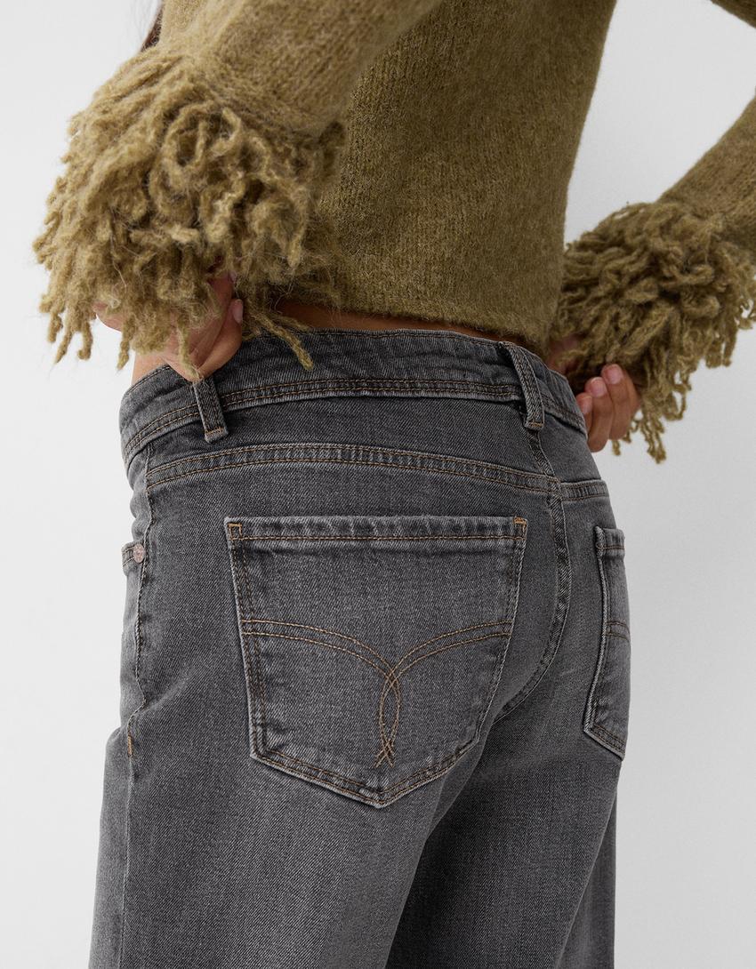 Jeans bootcut low waist-Grigio scuro-4