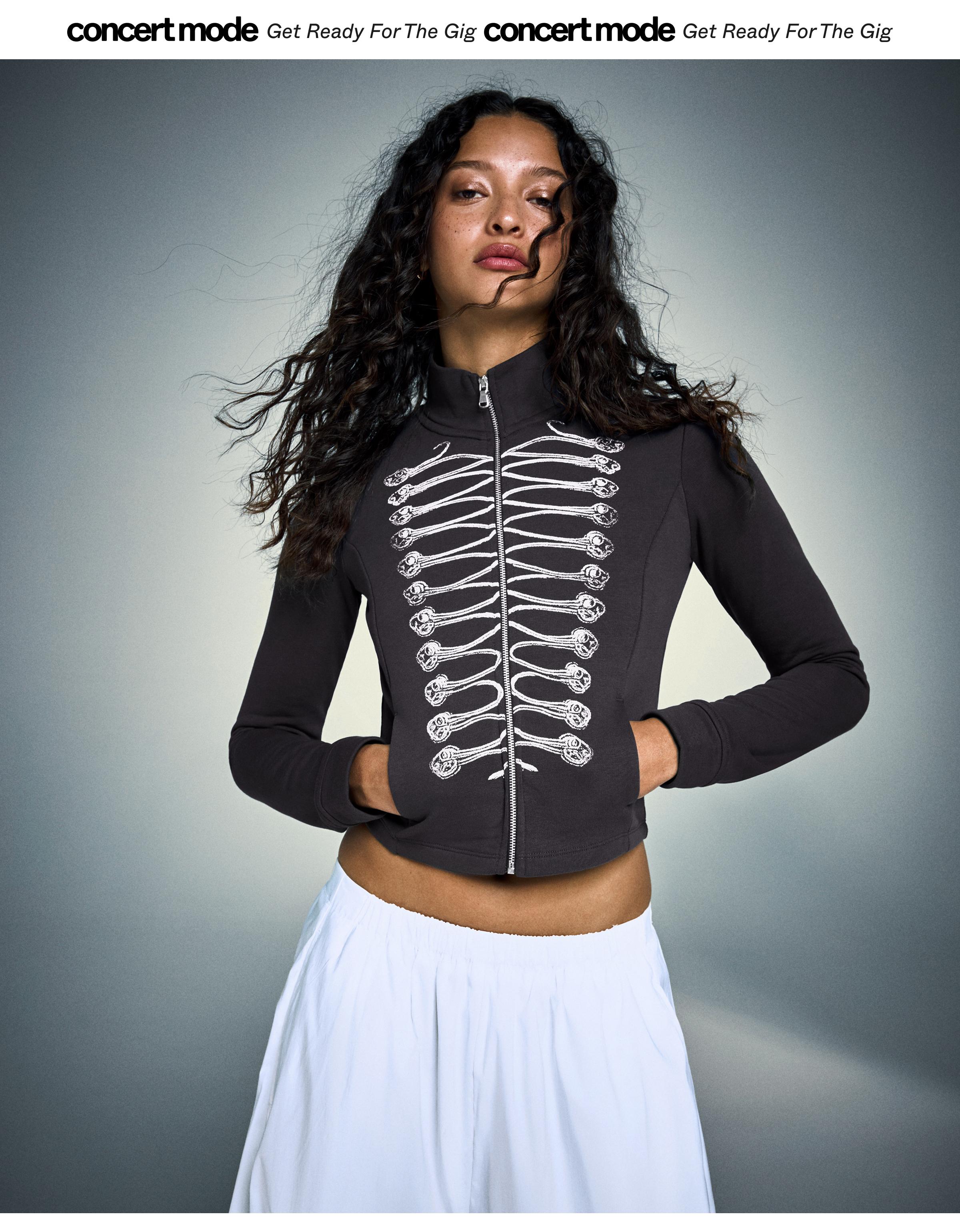 Dar kesim grafik desenli ceket - Görsel 19