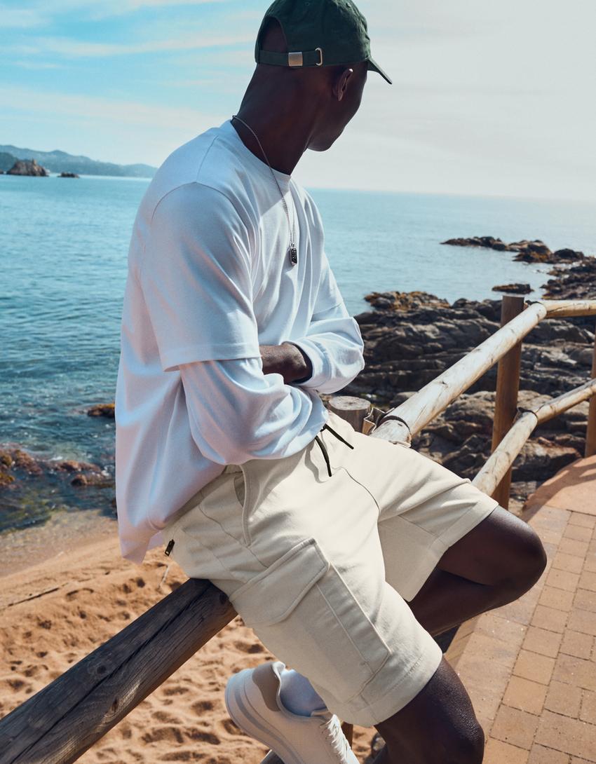 Regular cargo Bermuda shorts-White