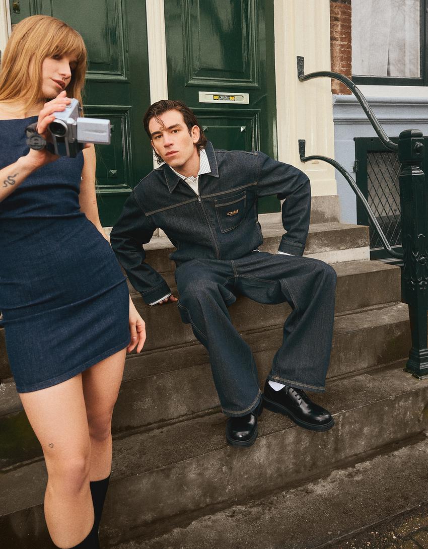 Sobrecamisa denim bolsillo-Marino