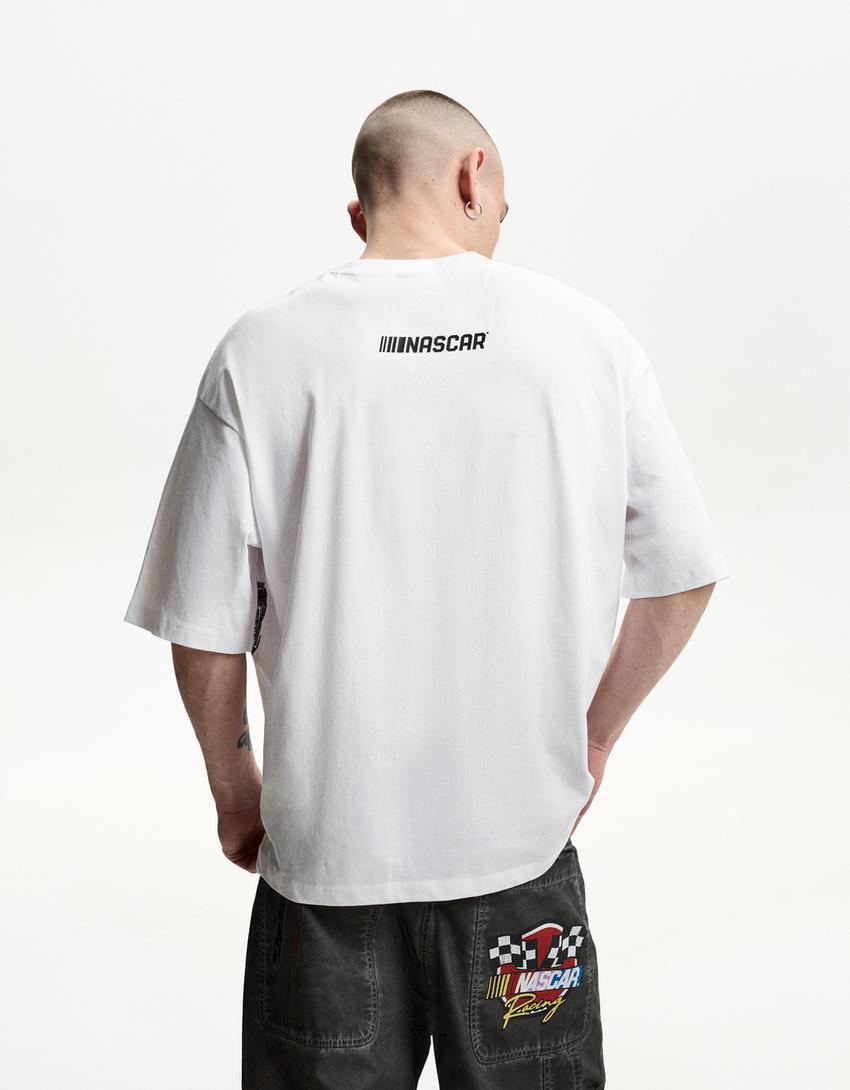 T-Shirt Nascar mit kurzen Ärmeln und Print-Weiss-1