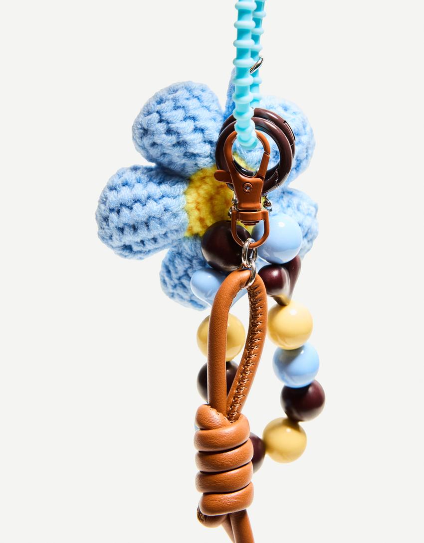 Porte-clés fleur crochet-Marron-1